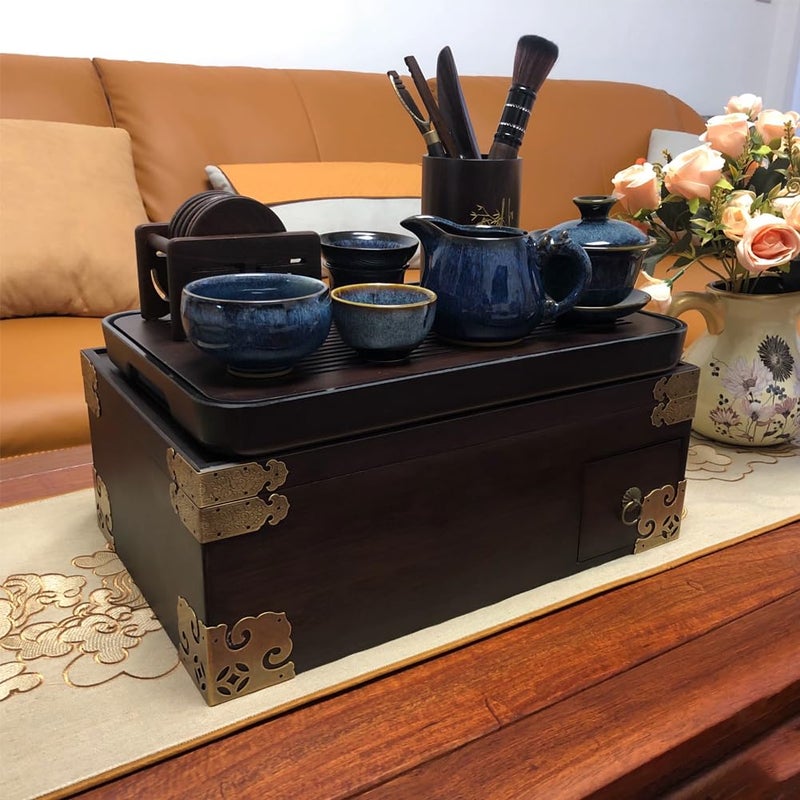 Tiazza 4Pcs Vintage Style Antique Brass Embossing Decorative Corner Protectors Classical Furniture Tables and Chairs TV Cabinet Corner Braces Guard Edge Cover - Image 5